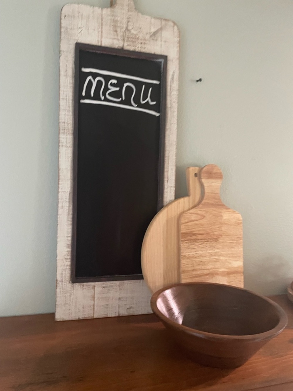 Wooden Serving Bowl with Paddle Cutting Boards - Brown & Natural 4 piece set